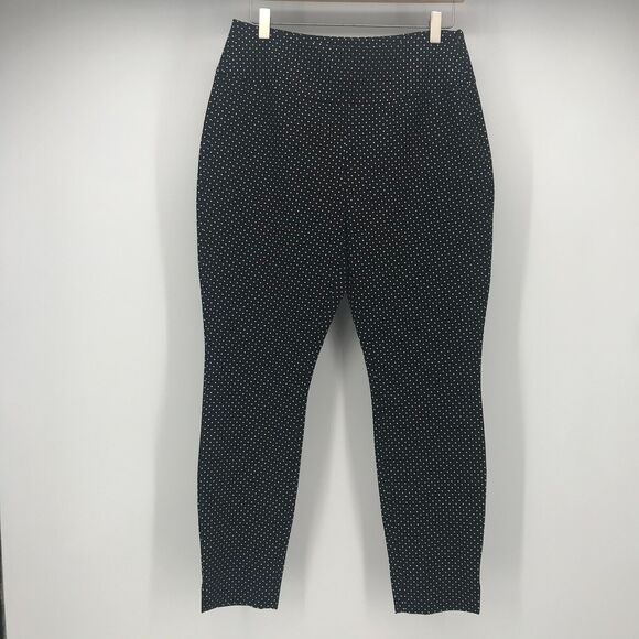 CAbi #5175 Polka Dot Black Trousers Womens 6 Flat Front Skinny Leg Mid Rise - Picture 2 of 13
